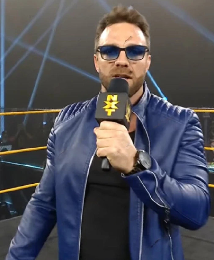 LA Knight Blue Leather Jacket Inspired by His Signature Style