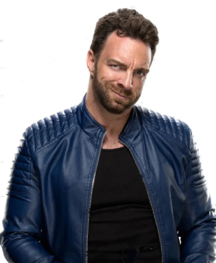 LA Knight Blue Leather Jacket Inspired by His Signature Style