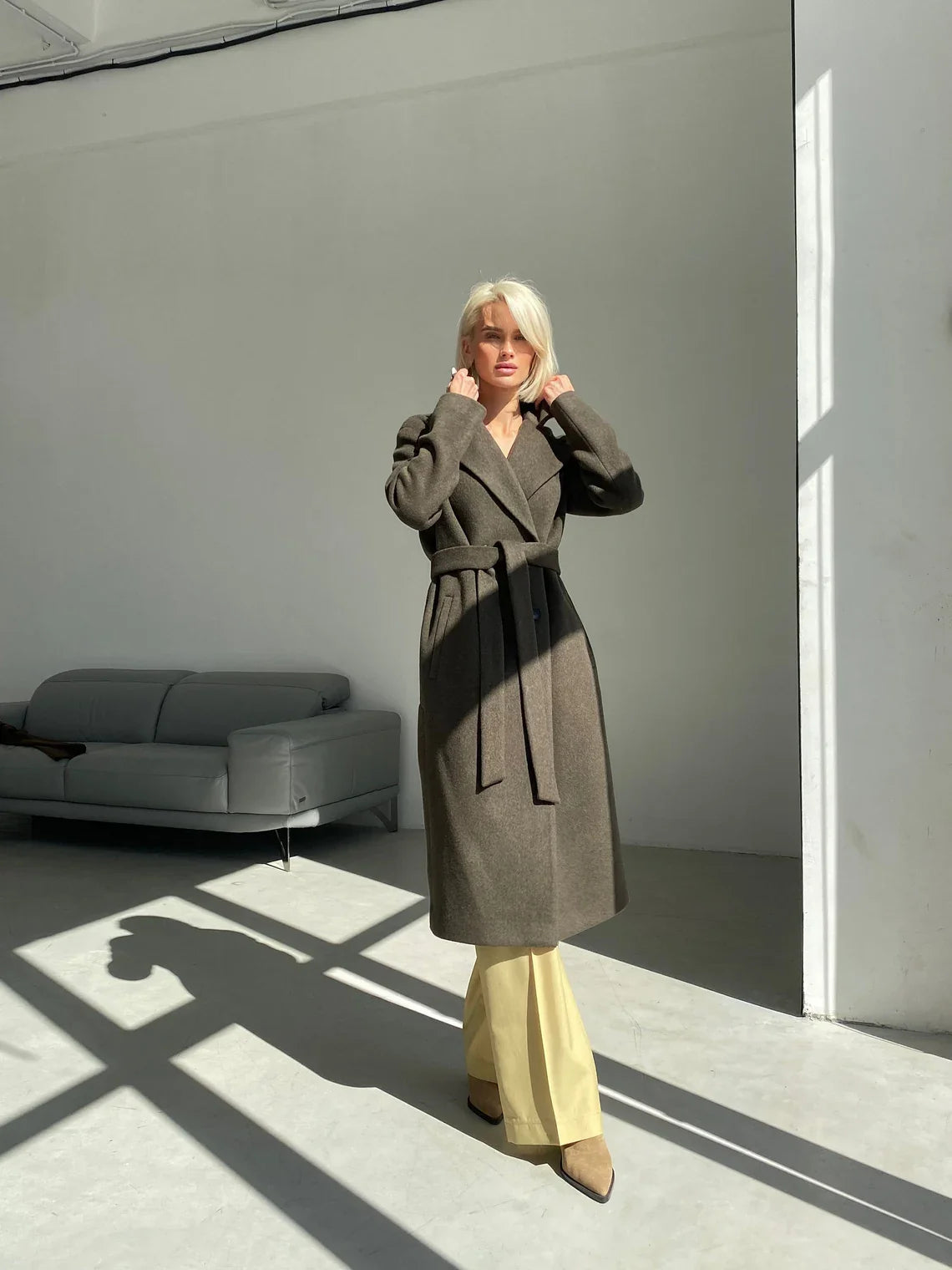 Shop Khaki wool coat, Green wool coat