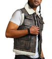 Shop Brown Waxed Faux Fur Leather Vest