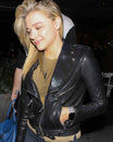 Shop Chloe Grace Moretz Biker Leather Jacket