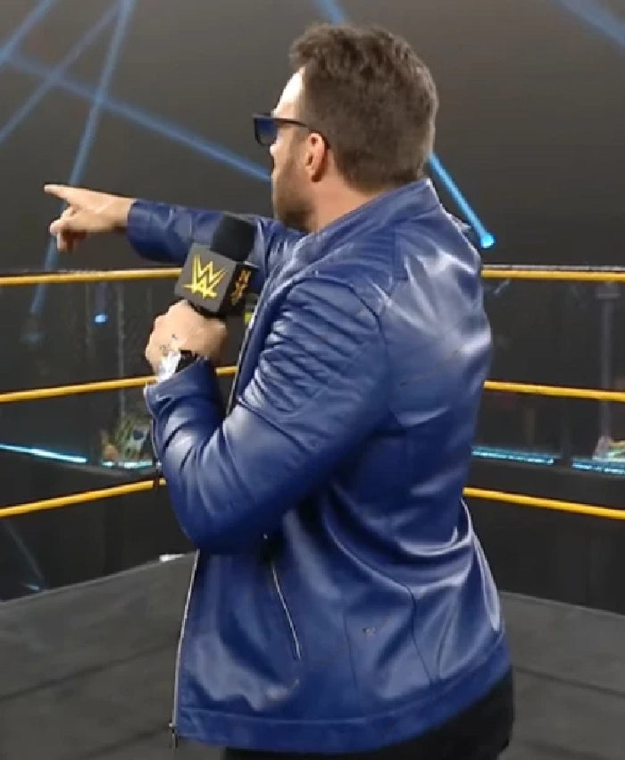 LA Knight Blue Leather Jacket Inspired by His Signature Style