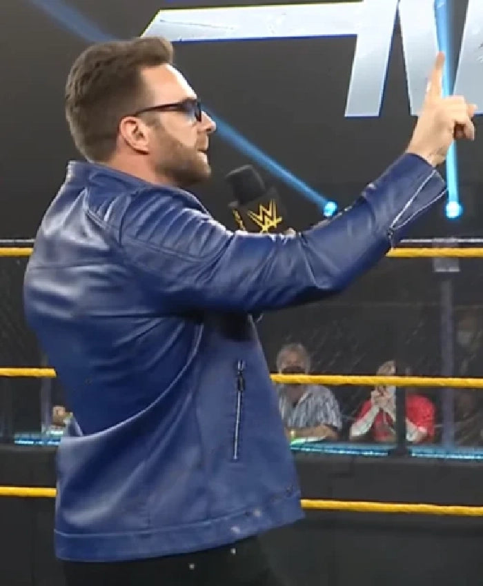 LA Knight Blue Leather Jacket Inspired by His Signature Style