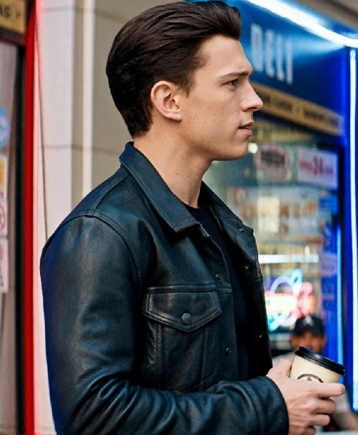 Shop Tom Holland Jacket | Uncharted Leather Jacket Men Celebrity Jacket