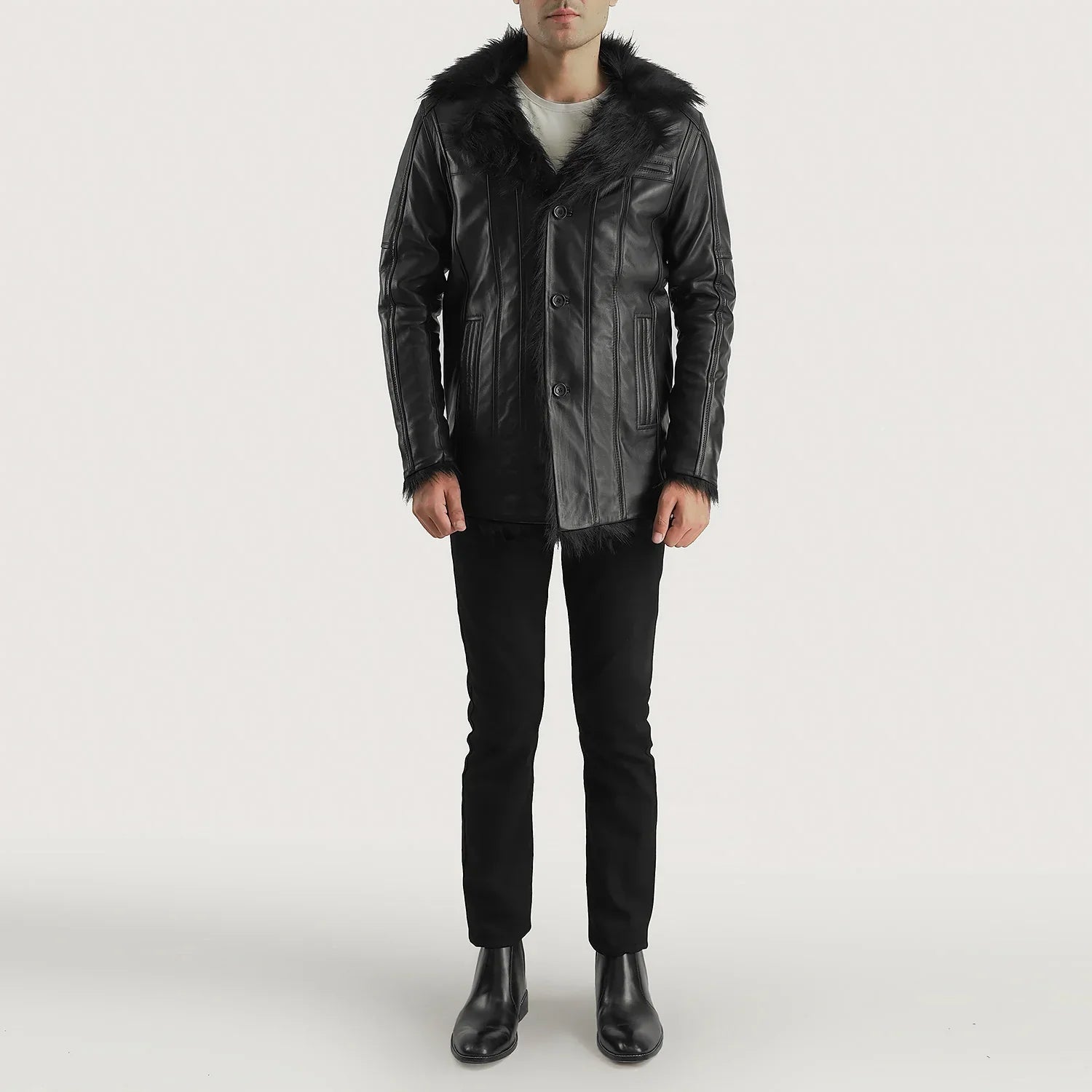 [FS] Furcliff Black Leather Coat
