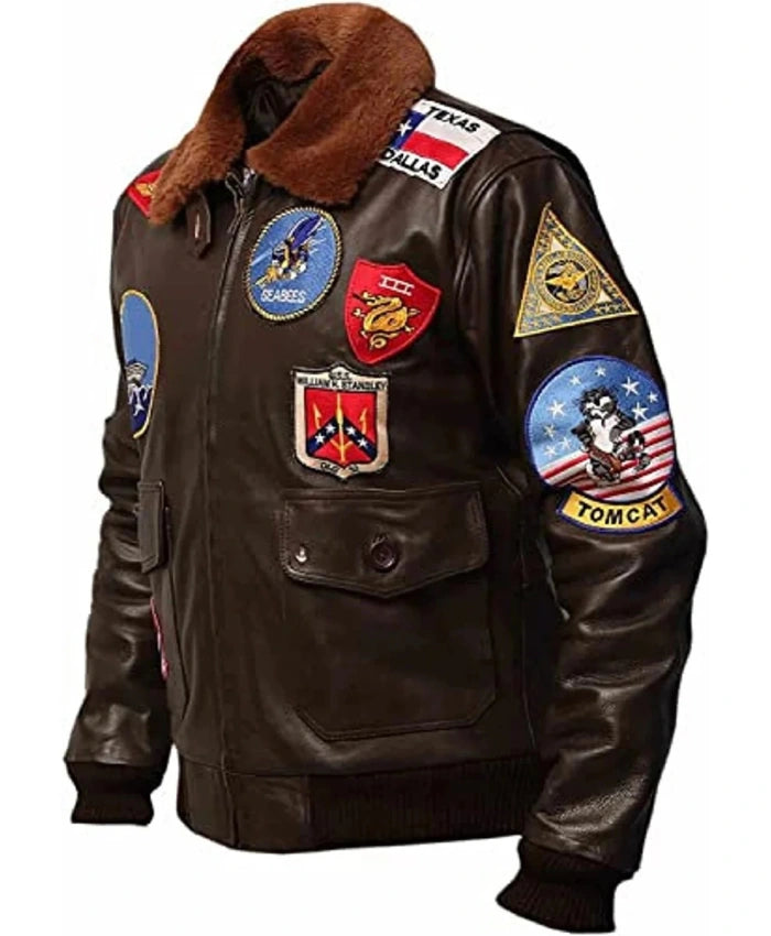 Shop Top Gun Tom Cruise Pete Maverick Pilot Flight Bomber Leather Jacket