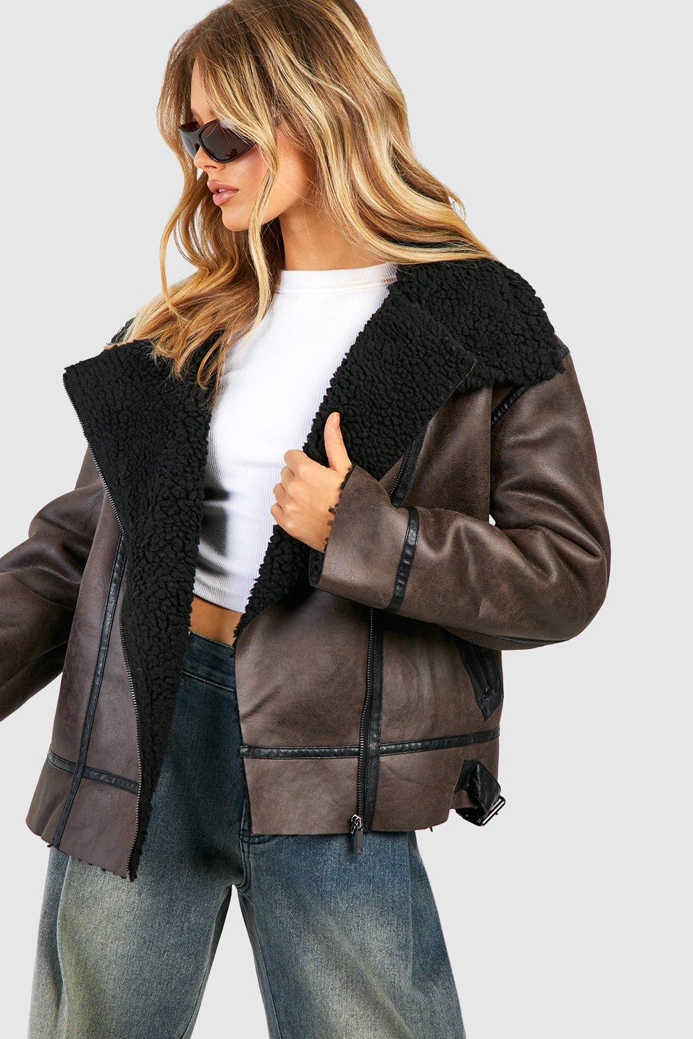 Shop BORG LINED AVIATOR JACKET