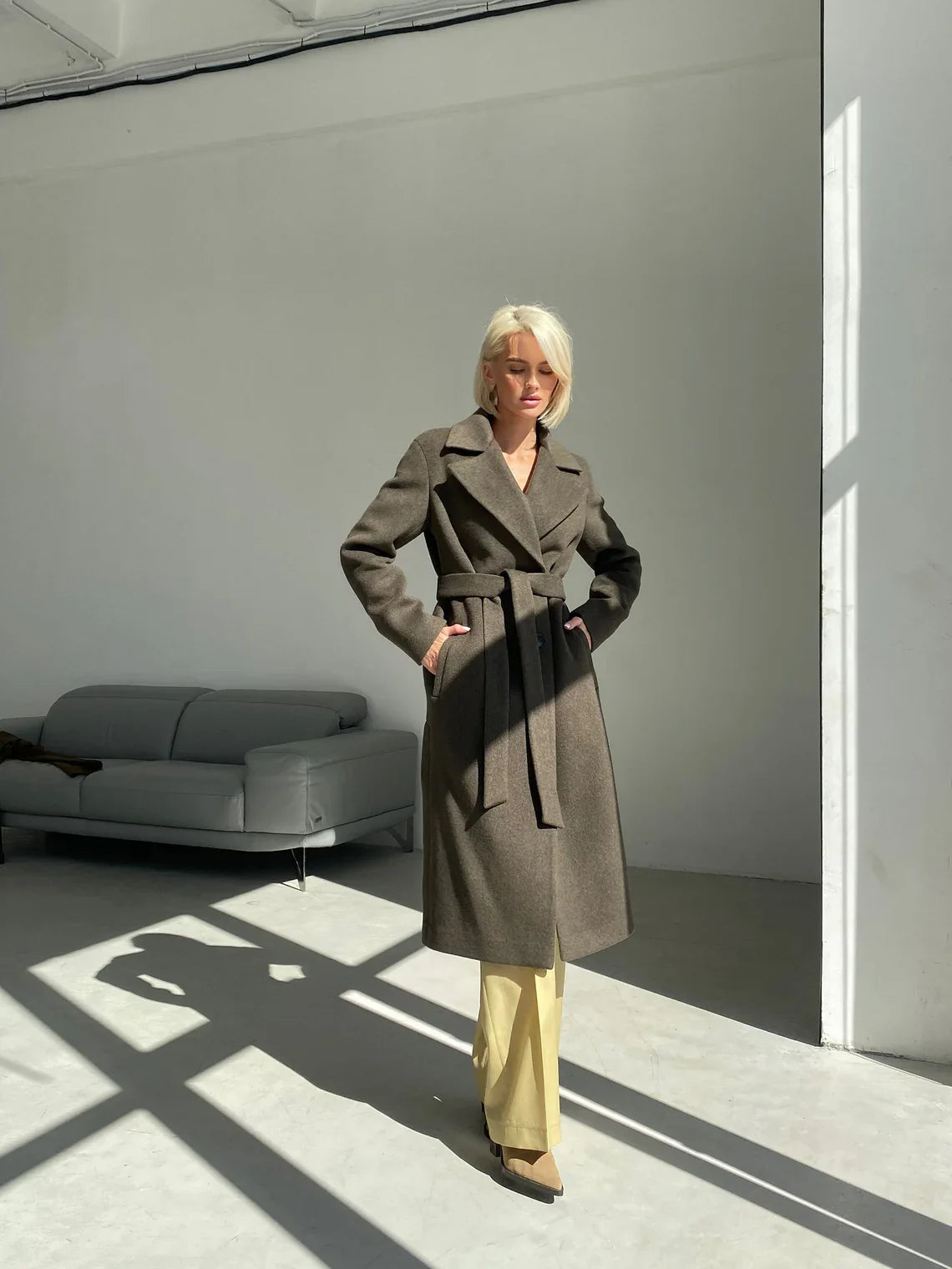 Shop Khaki wool coat, Green wool coat